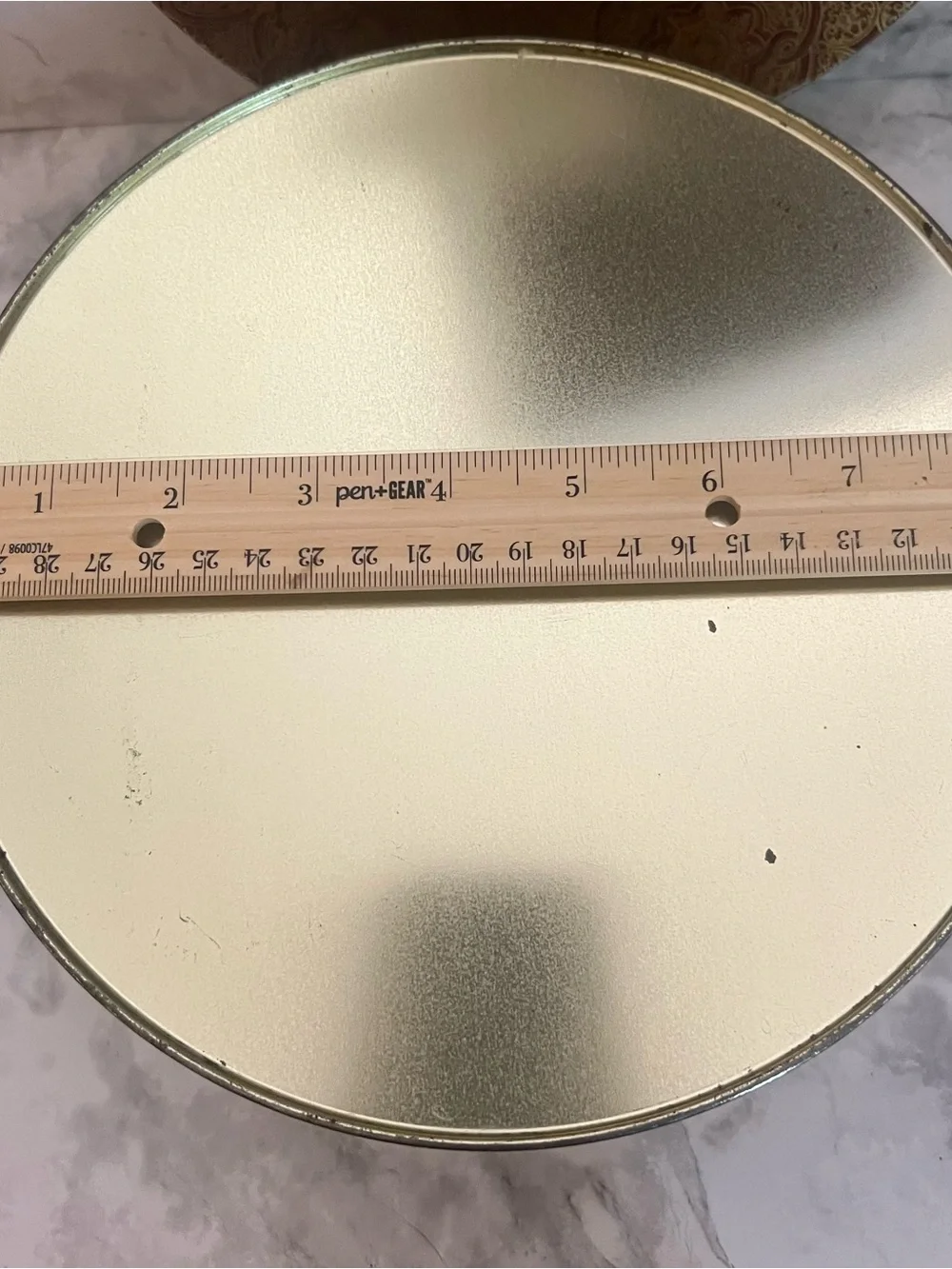 Round Decorative Metal Tin in Gold and Brown